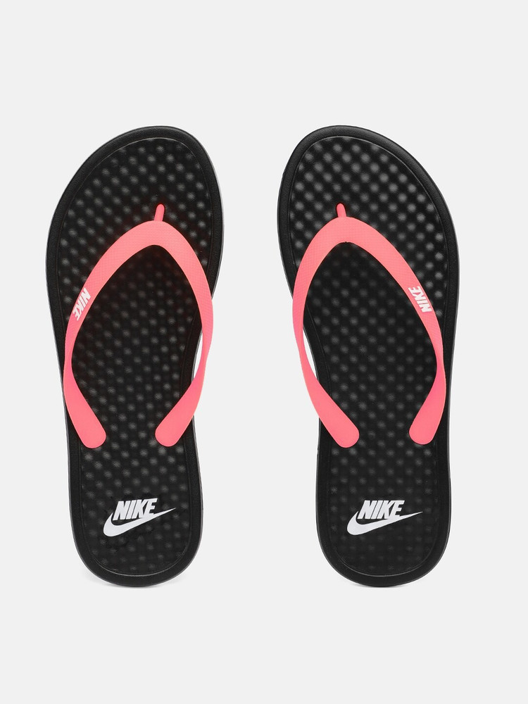Pink and black nike flip flops clearance
