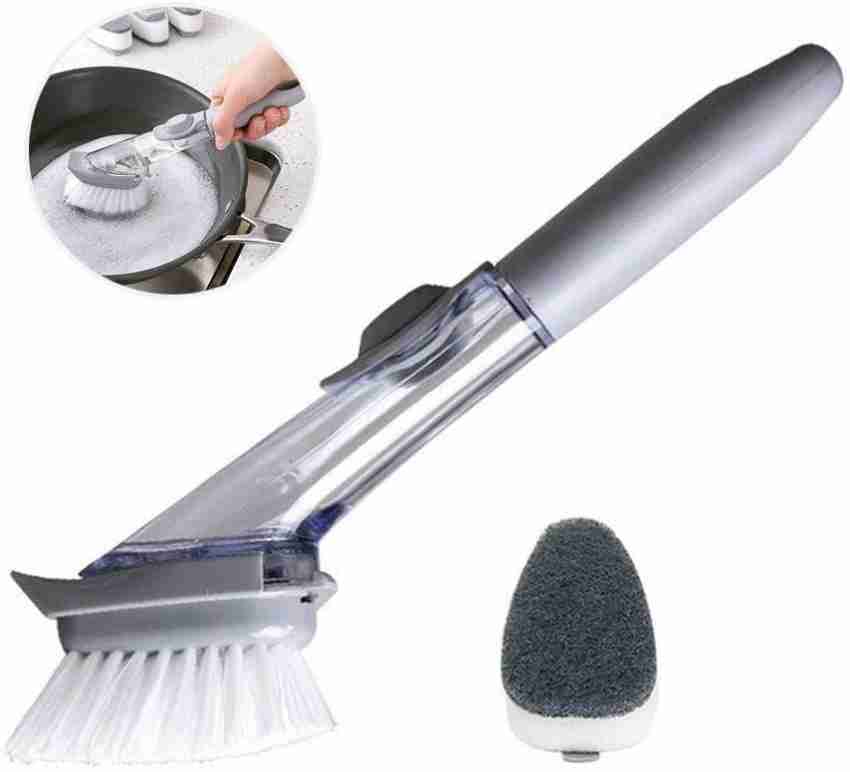 2pcs Automatic Liquid Dispensing Scrub Brush With Soap Dispenser