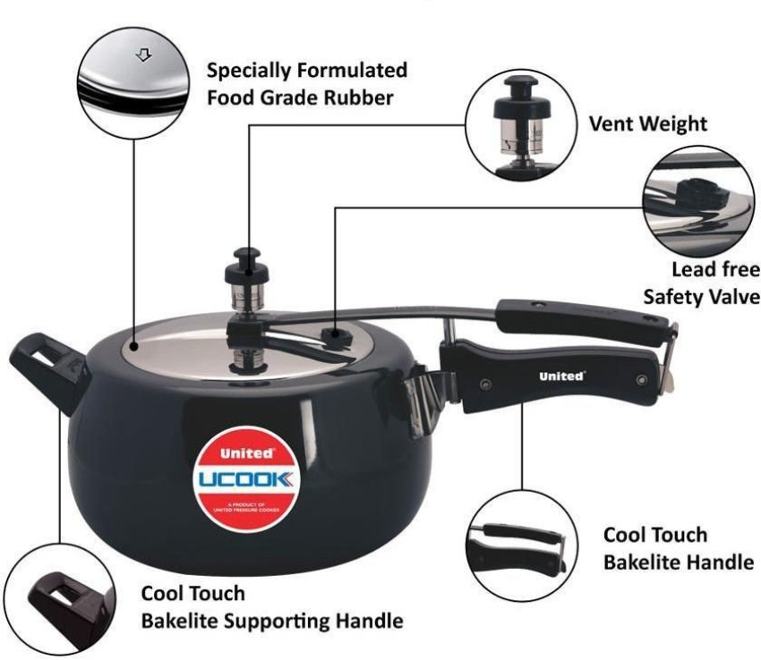 UCOOK by United Black 5 L Induction Bottom Pressure Cooker Price