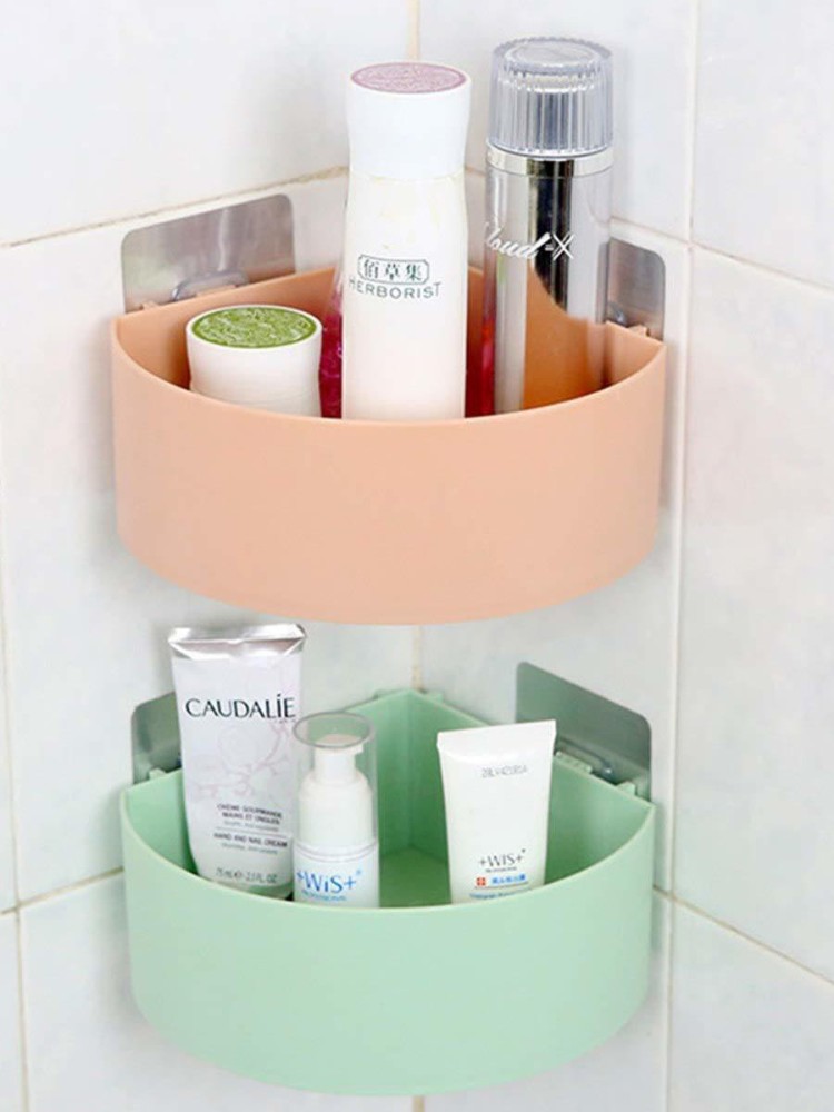  2 Pack Bathroom Hanging Shelf ,No Drilling Shower Caddy Basket  Corner Shelf Stand Storage Organizer for Bathroom Kitchen Toilet,Shower  Corner Caddy with 4 Traceless Adhesive Hooks : Home & Kitchen