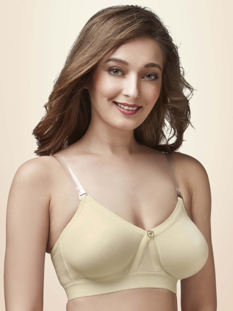 TRYLO Women's Non-Wired Cotton Bra, Skin, 42D 
