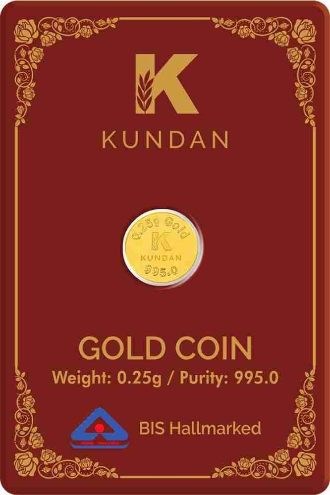KUNDAN Gold Bar 24 995 K 0.25 g Yellow Gold Coin Price in India