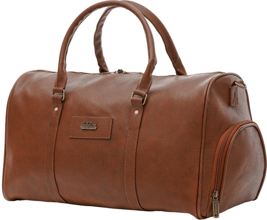 Brown Plain Designer Leather Duffle Bag for Travel