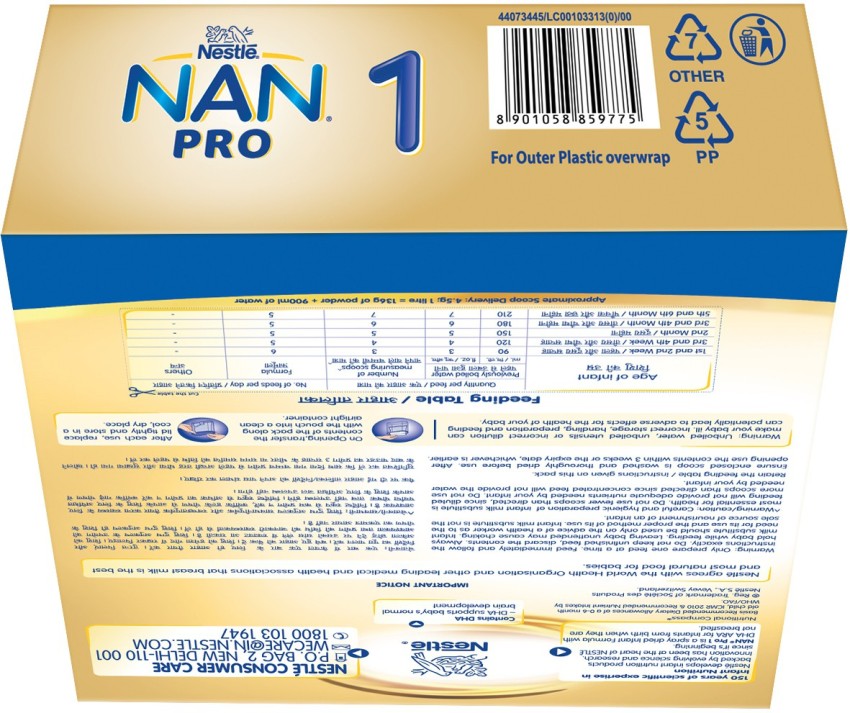 Nestle Nan Pro 1 Infant Formula Powder, (Stage 1) Price in India - Buy  Nestle Nan Pro 1 Infant Formula Powder, (Stage 1) online at