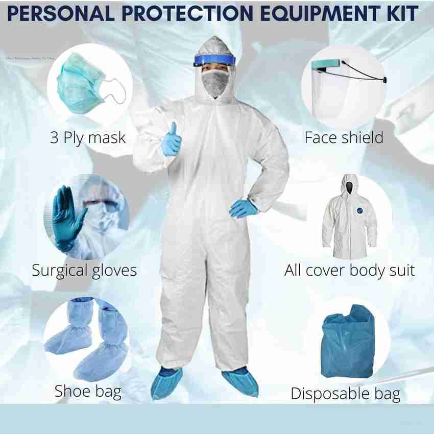 pdpm SITRA Approved PPE kit Medical Disposable Protective Coverall Suits PP Non Woven Laminated With FACE SHIELD SHOE COVER Pack of 1 Safety Jacket Price in India Buy pdpm SITRA
