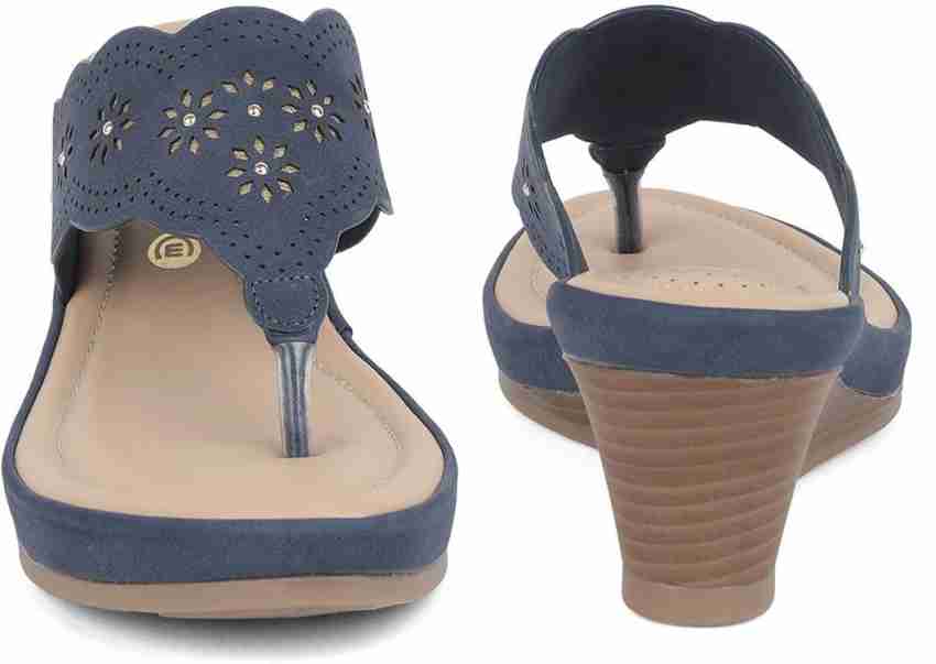 Ladies navy wedge discount shoes