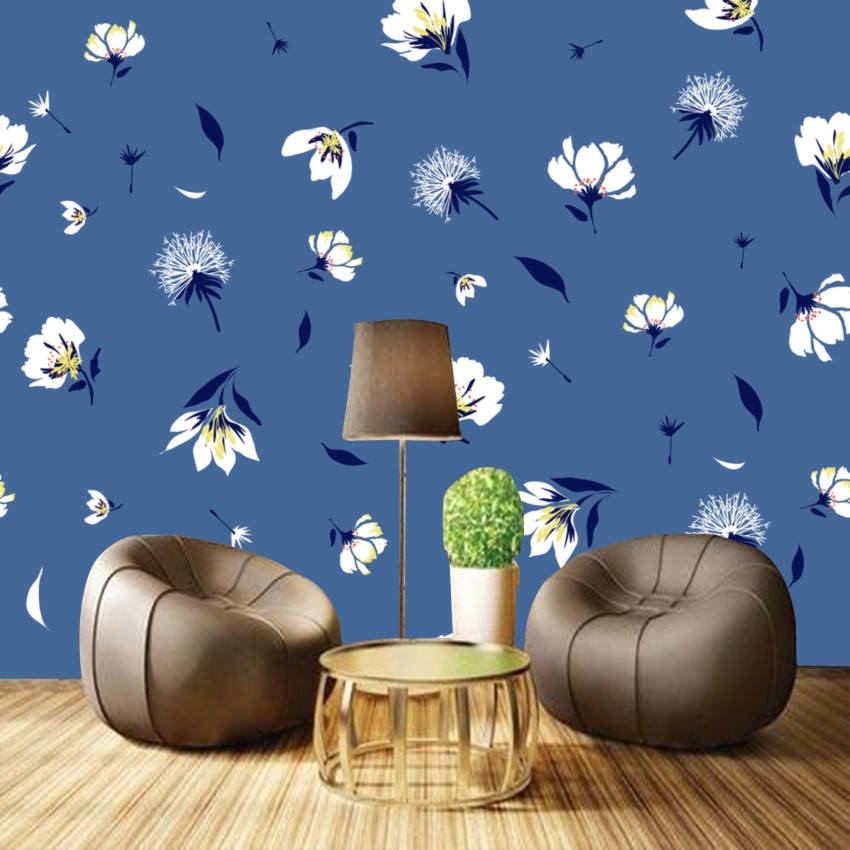 Murwall 3D Floral Wallpaper Blue Flower Wall Murals India  Ubuy