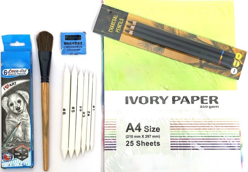 Definite Artline Set of 6 Love-Art Sketch Pencils +  Blending/Smudging Stumps (Set of 6) - Drawing Accessories - Art Set