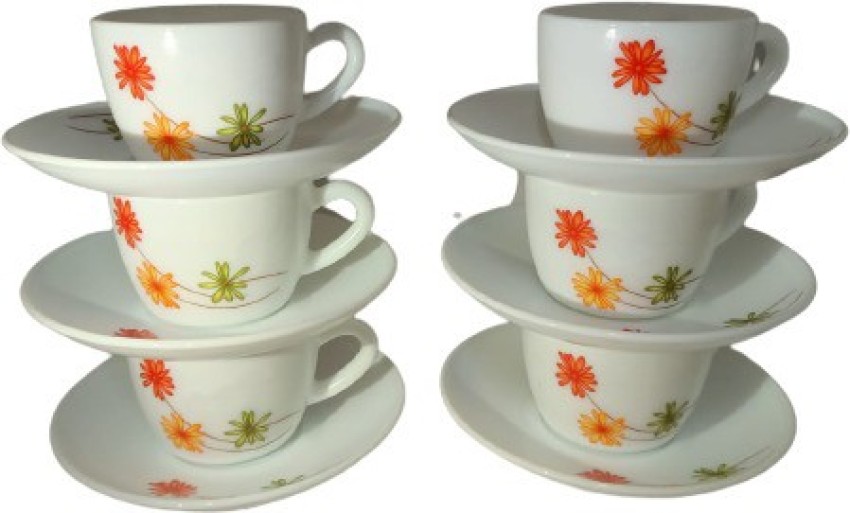 cello Pack of 12 Opalware Queen 13CL cup & saucer. Margarita Price in India  - Buy cello Pack of 12 Opalware Queen 13CL cup & saucer. Margarita online  at