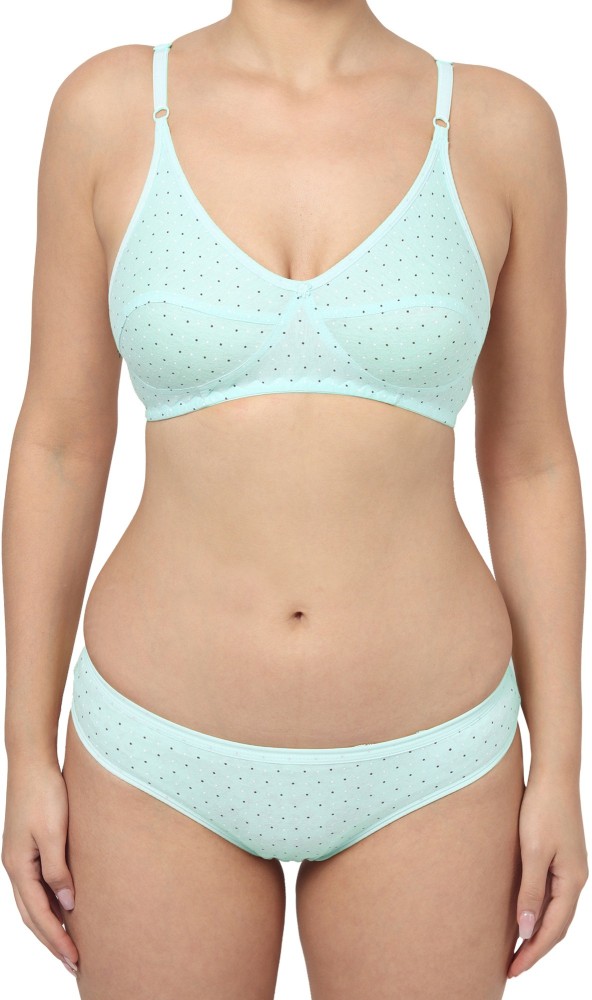 Buy SGC SWEDEN Green Printed Cotton and Hosiery Bra and Panty Set - 34B  Online at Best Prices in India - JioMart.