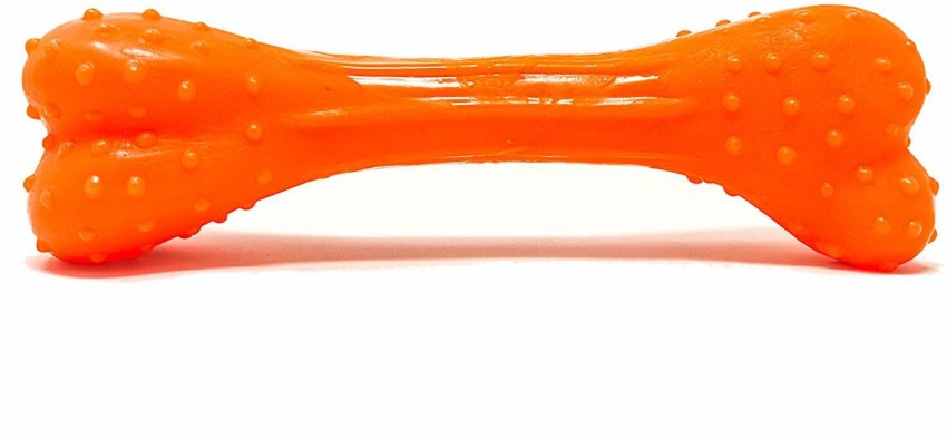 Bolt Bone Squeaker Hard Rubber Chew Toy For Dogs, 5 In, Orange