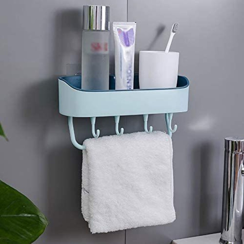 Self-Adhesive Bathroom Shower Shelf ,with 4 Hanging Hooks and 1