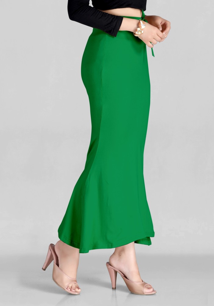 SCUBE DESIGNS Saree Shapewear Green Petticoat (M) Nylon Blend
