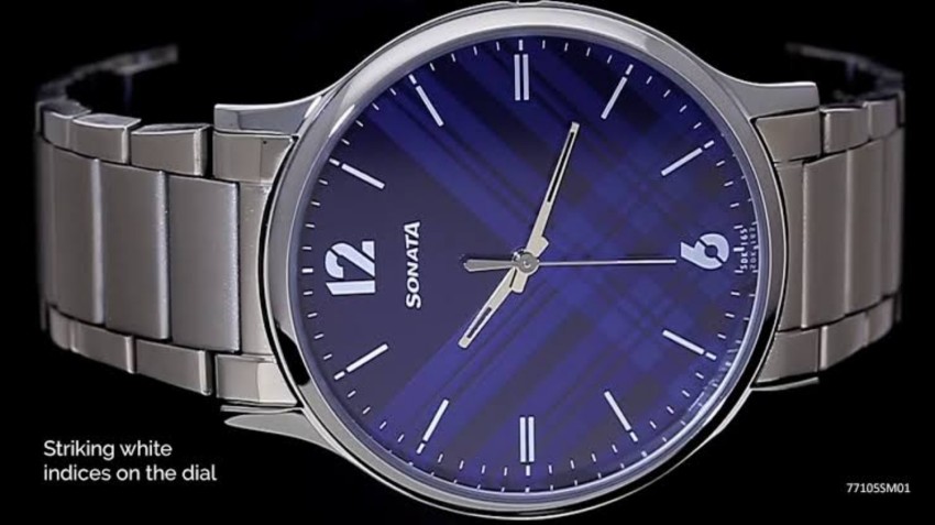 Sonata blue dial watch new arrivals