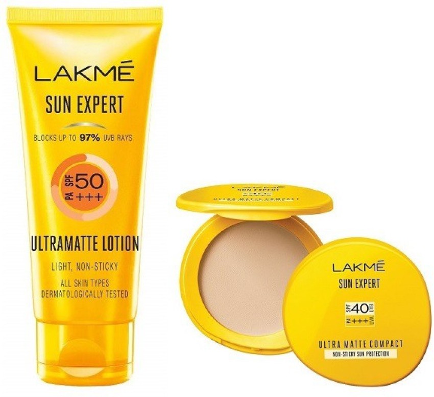 Lakmé Expert SPF 50 PA+++ Ultra Matte Lotion, 50 ml And Sun Expert Ultra  Matte SPF 40 PA+++ Compact Price in India - Buy Lakmé Expert SPF 50 PA+++  Ultra Matte Lotion