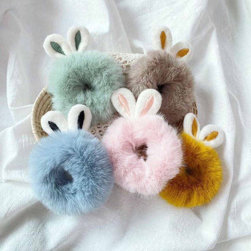 Cute Fluffy Fur Rabbit Key Chain Women Girls Plush Pompom Bunny