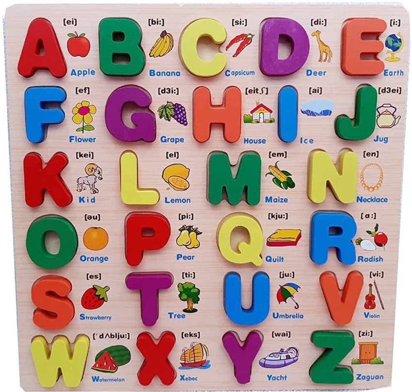 WISSEN Wooden A to Z Alphabets Captial Letters with Pictures Educational  Learning Puzzle for Kids/Children Price in India - Buy WISSEN Wooden A to Z  Alphabets Captial Letters with Pictures Educational Learning