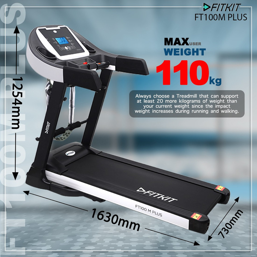 FITKIT by Cultsport FT100M Plus Motorized with Manual Inclination Diet Plan and Installation Services Treadmill