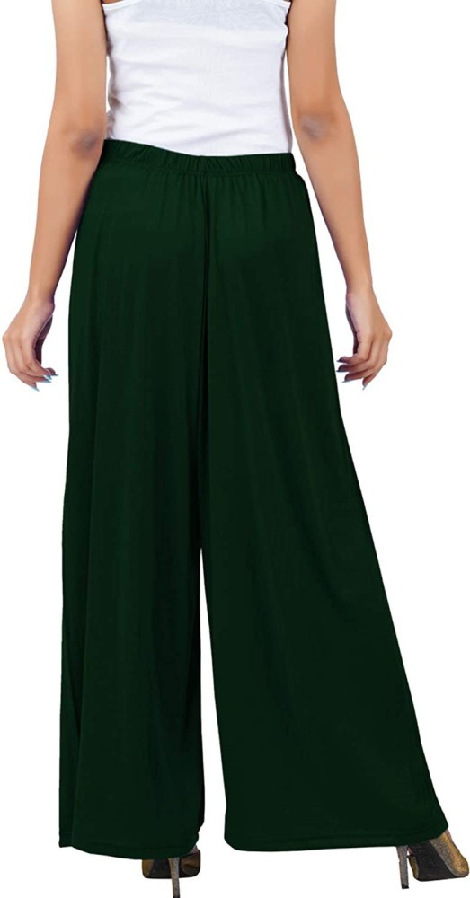 LASTINCH All Sizes Solid Color Block Green Palazzo Pants