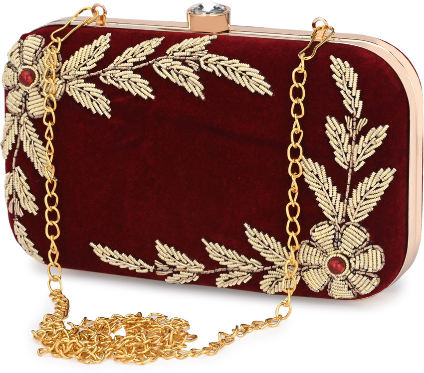 Maroon sales clutch bag