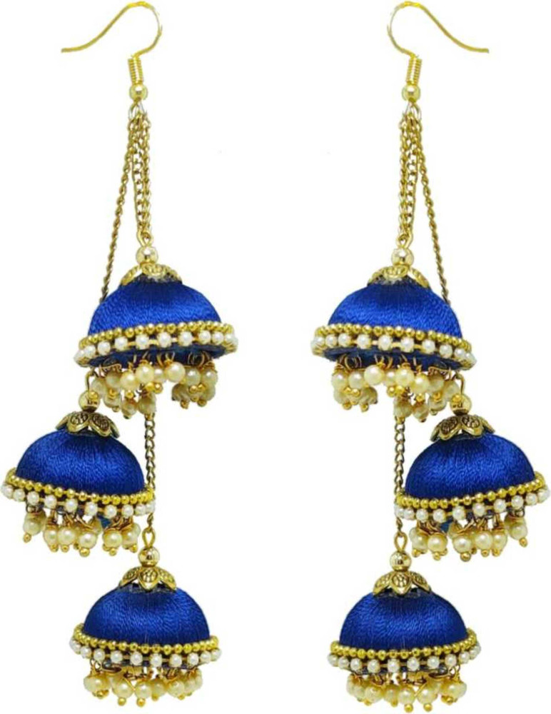 Double layer silk thread jhumka on sale