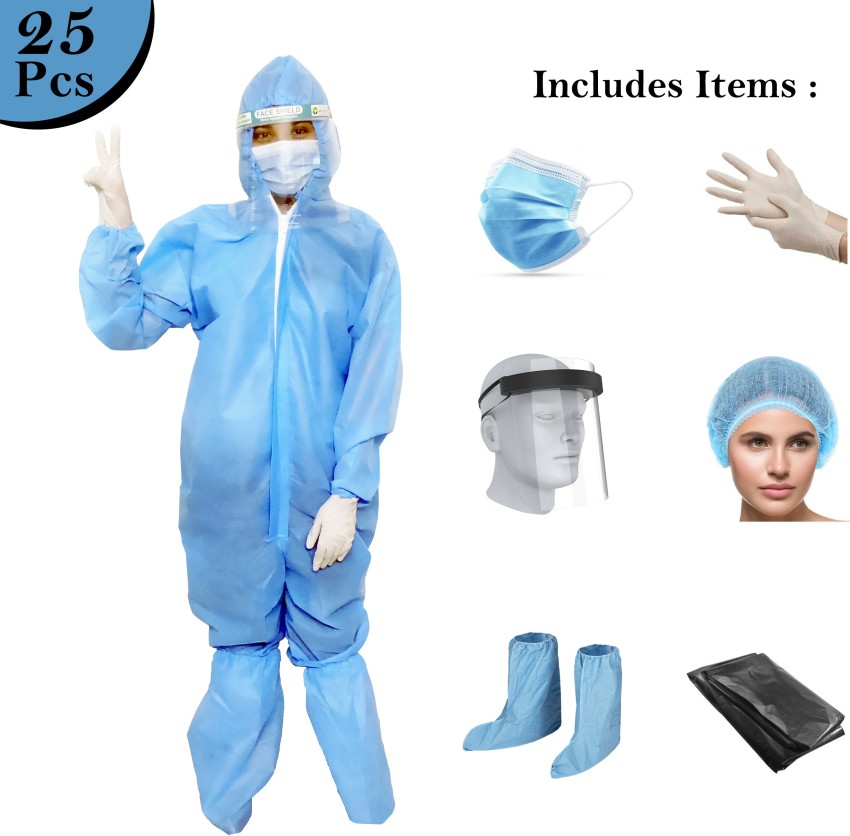 GOHNA Unisex Personal Protective Equipment PPE Kit with Disposable Full  Dress ( Free Size, Blue). : : Industrial & Scientific