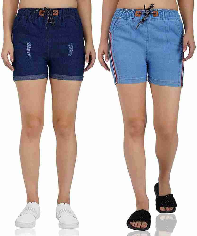 Vssjavun High Waisted Denim Bermuda Shorts for Women Stretchy Distressed  Jean Shorts