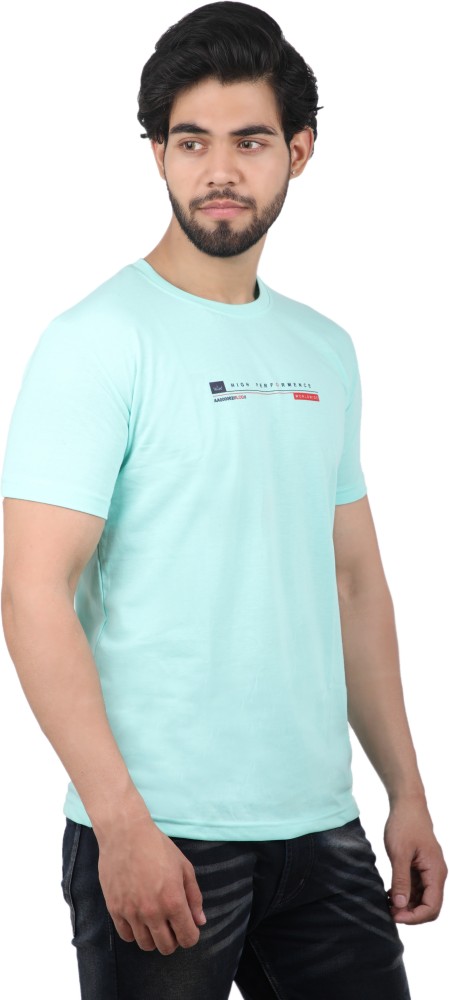 Men's Blue Polycotton Typographic Casual Shirt