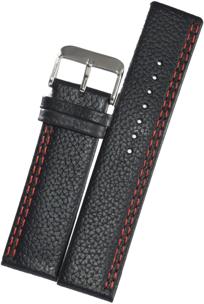 Sururetail U200 Side Double Red Stitch Square Tip With Rounded Angles 24 Mm Genuine Leather Watch Strap