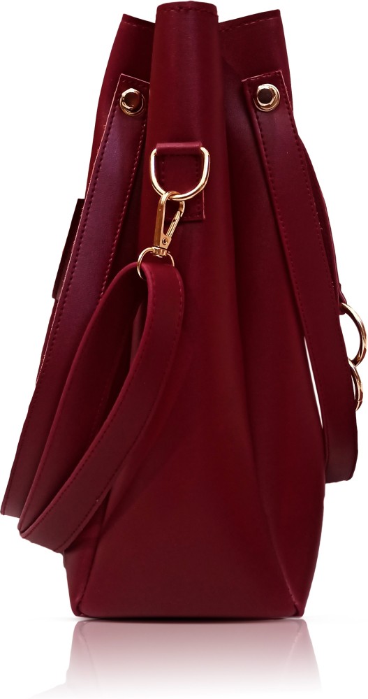 Saffiano Handbag Burgundy - Women's Leather Bags