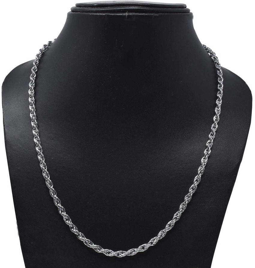 Jagsun 3mm German Silver Rassa Rope Chain Necklace for Men Women Jewelry 20 Inch Silver Plated Silver Chain Price in India Buy Jagsun 3mm German Silver Rassa Rope Chain
