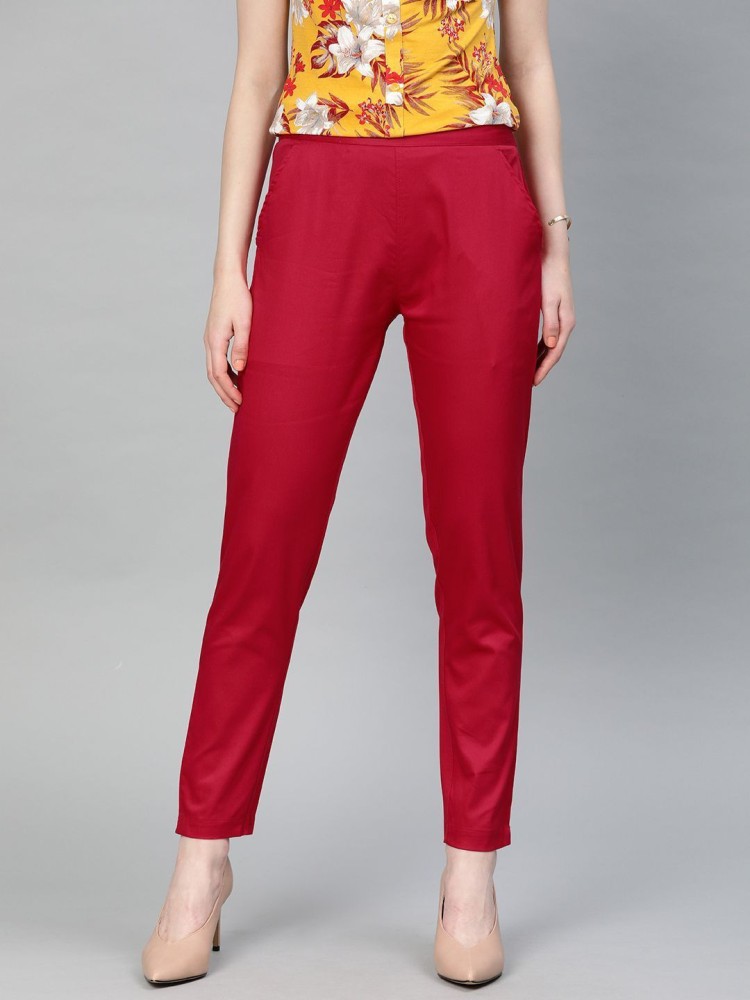 DIGITAL SHOPEE Regular Fit Women Red Trousers - Buy DIGITAL SHOPEE Regular  Fit Women Red Trousers Online at Best Prices in India