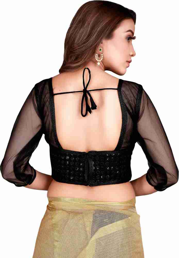 Buy Linaro Lifestyles Women Black Woven Design Net Blouse Online