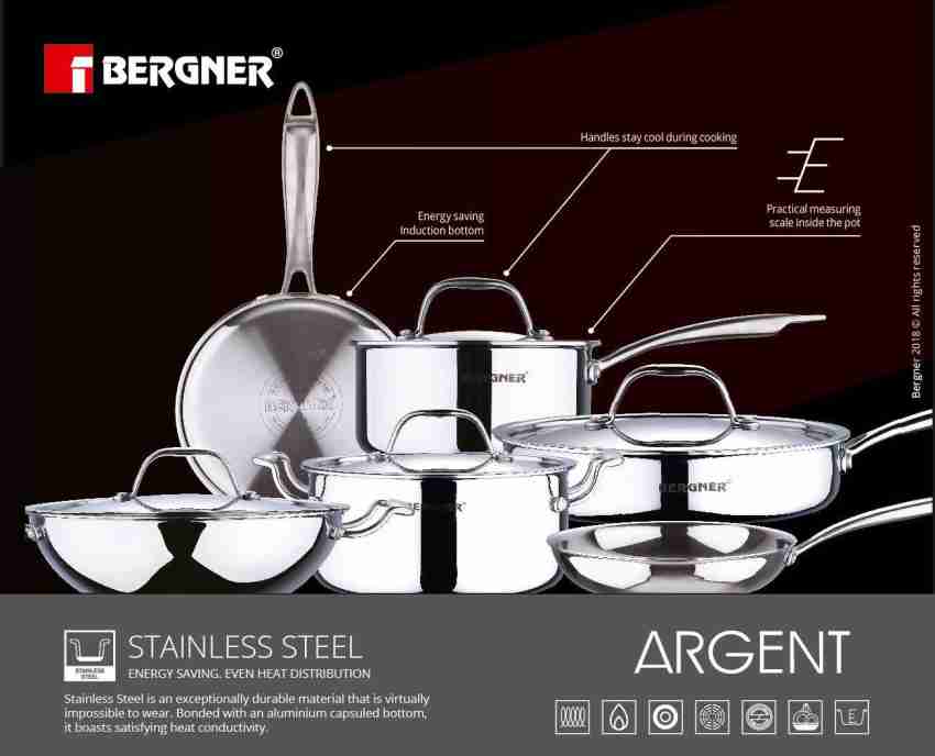 Bergner Stainless Steel Tri Ply Cookware Set Review (Saucepans, Frying Pan,  Kadai, Tope Lid) 