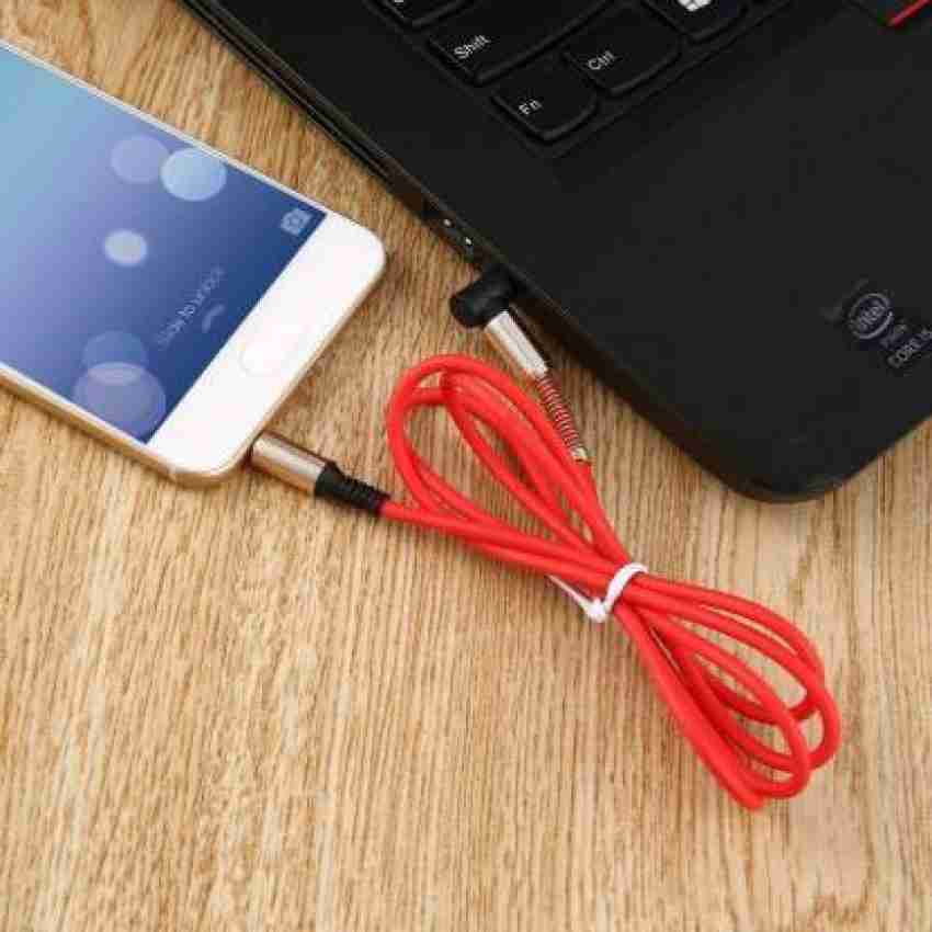 TrustShip AUX Cable 1.5 m ™ Red Color 3.5mm Auxiliary Cable Audio Cable  Male To Male Flat Aux Cable AUX Cable (Mobile, Laptop, Tablet, Mp3, Gaming  Device, Crimson Black) 1.5 Meter Cable