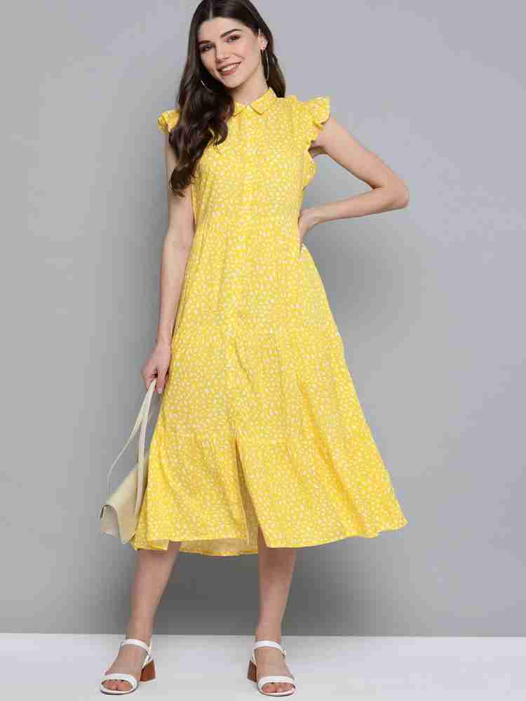 Mast Harbour Women A line Yellow Dress Buy Mast Harbour Women A line Yellow Dress Online at Best Prices in India Flipkart