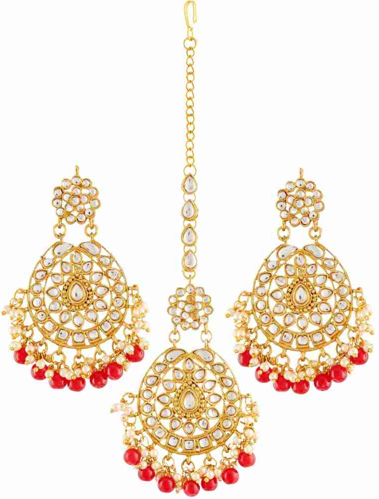 Earrings with deals maang tikka flipkart