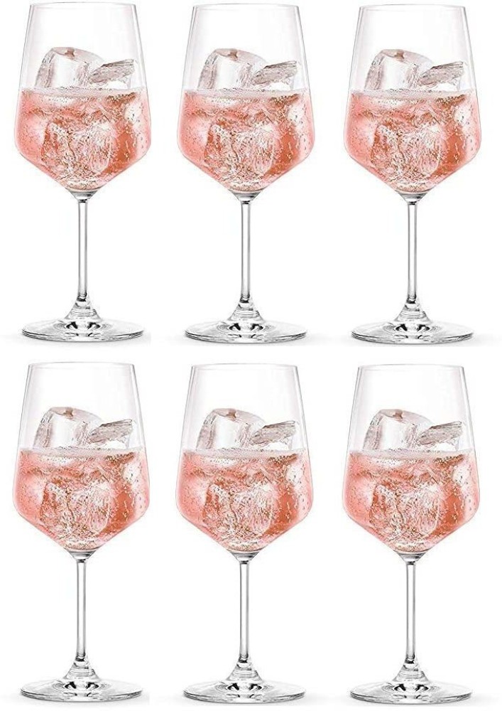 6 Pineapple Cut Crystal Wine Glasses Goblets with Fancy Stems