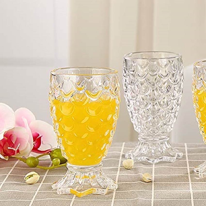 Fancy Juice Glasses Set, Pineapple Shape Glass for Water 6 pis