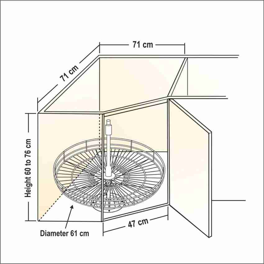 LeAves Stainless Steel Modular Kitchen Corner Storage Carousel Basket 2  Shelf Rack - 24 Inch