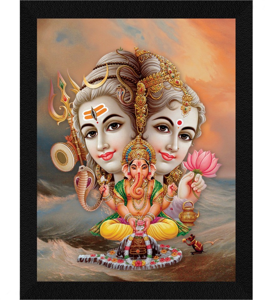 Shiva-parvathi-ganesha Spiral Notebook by Aditya Chandrasekhar - Pixels