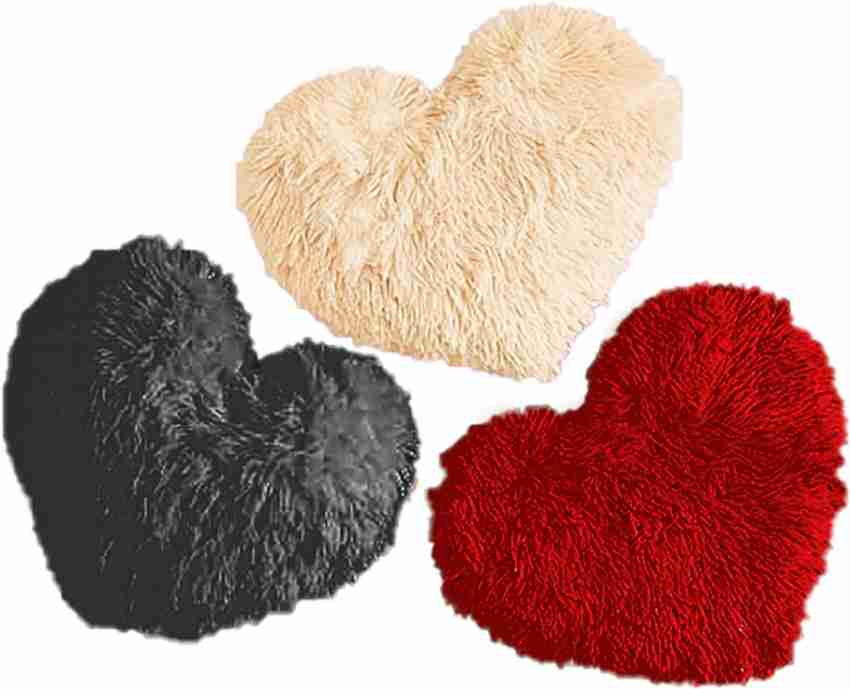 PICKKART Pack of 3 Multicolor Small Heart Shape Stuffed Cushion