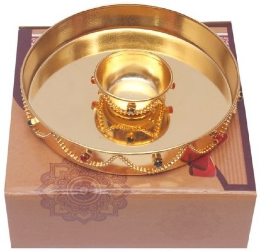  Beautiful Gold Plated Brass Pooja Thali Set for Diwali