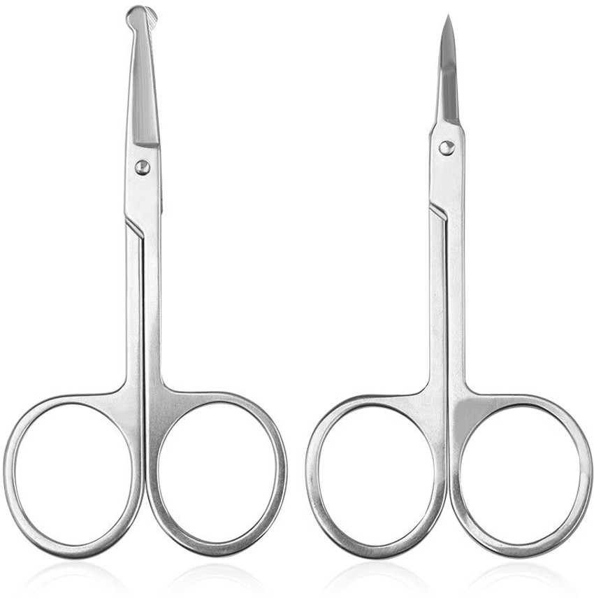 Nyamah sales Eyebrow Scissors and Nose Hair Trimmer Facial Hair Small Grooming Scissors For Men Women Curved and Rounded Safety Tip Scissors