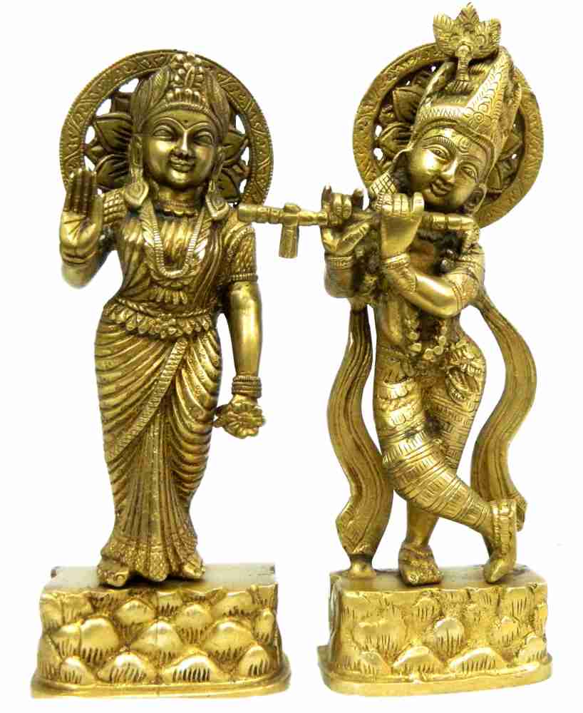 B H A R A T H A A T Brass Radha Krishna Statue (6.5 x 4 x 9 inches)  Decorative Showpiece - 22.86 cm Price in India - Buy B H A R A T H A A T  Brass Radha Krishna Statue (6.5 x 4 x 9 inches) Decorative Showpiece -  22.86 cm online at