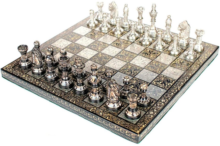 StonKraft 12 x 12 Stone Chess Board with Wooden Base - Chess Game