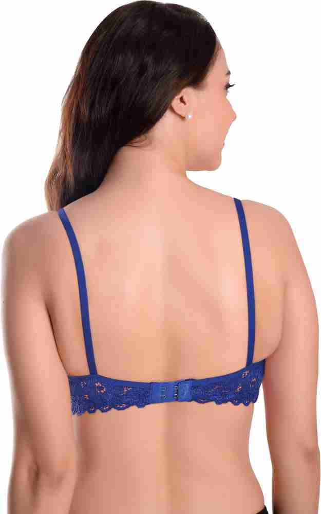Buy Featherline Lace Design Plunge Neck Seamless Lightly Padded Non Wired  Women's T-Shirt Bras (Beige, 30B) at