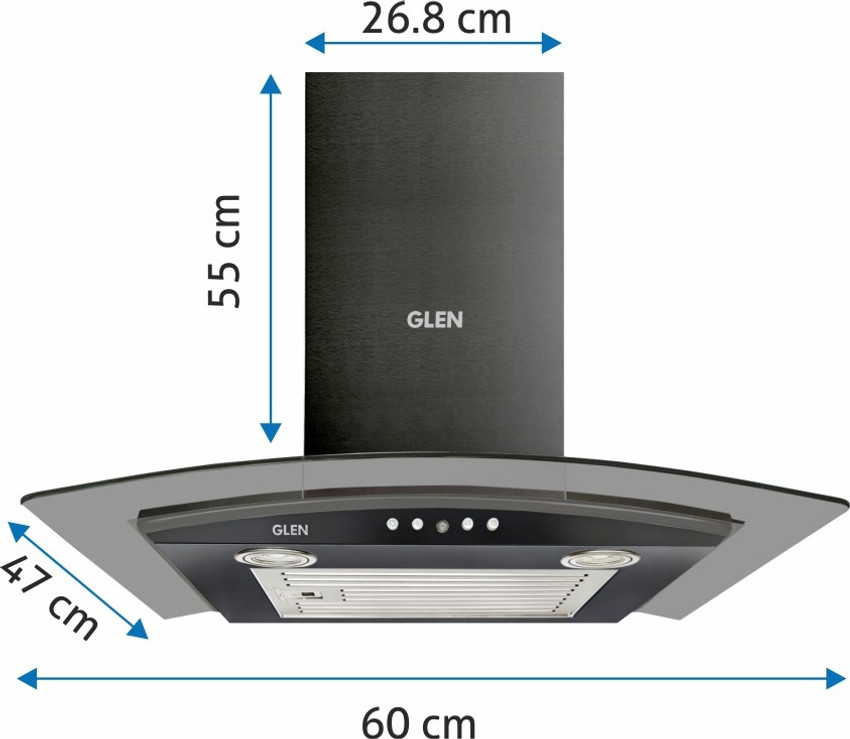 Glen Cooker Hood 6071 BLK EX 60cm 1000m3 BF LTW Wall Mounted