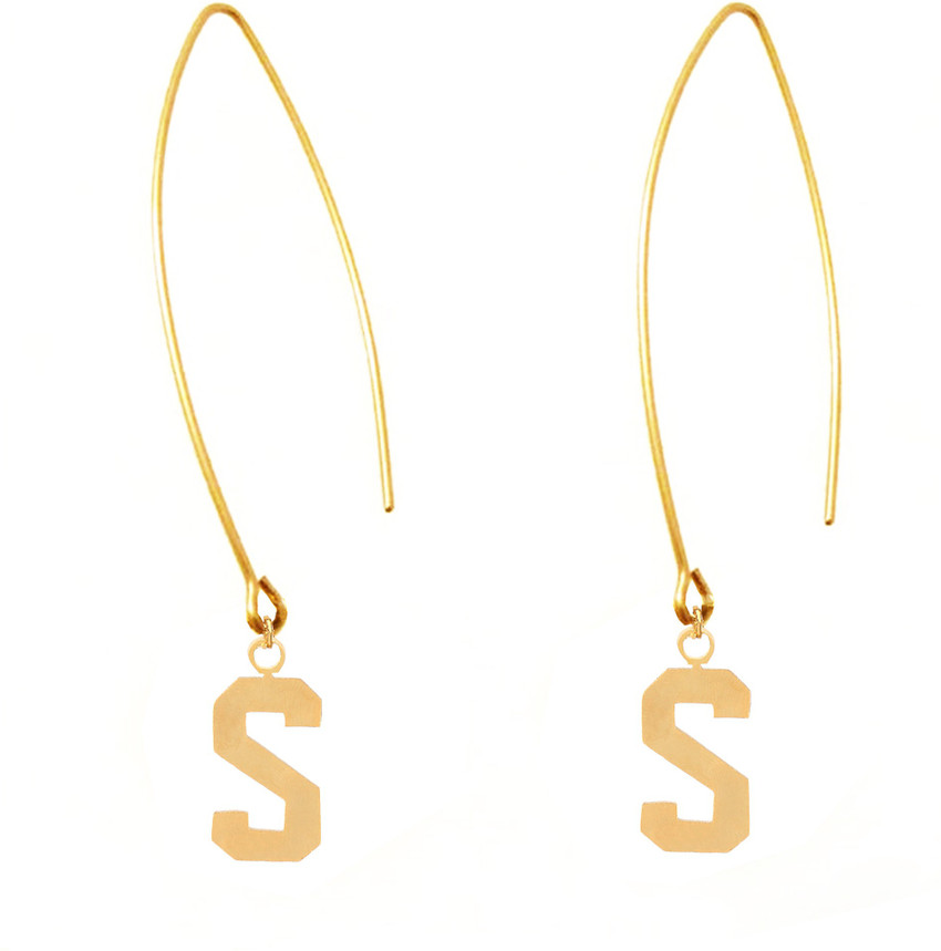 Gold letter shop s earrings