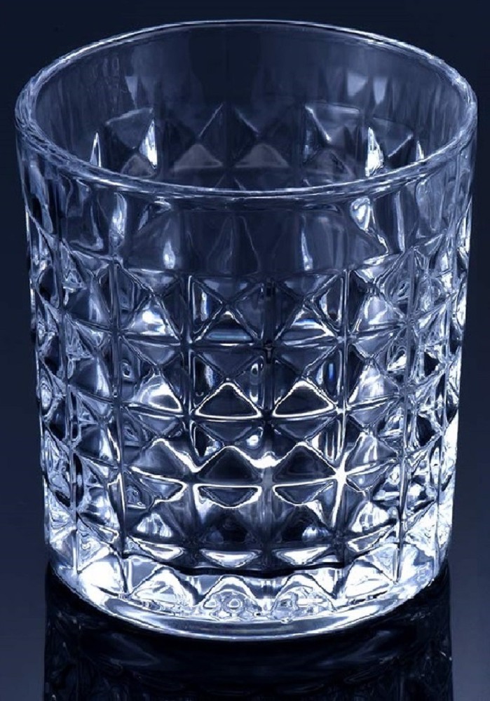 Crystal Square Whiskey Glass Set of 2 - Clear 340 Ml Heavy Base Rocks  Barware